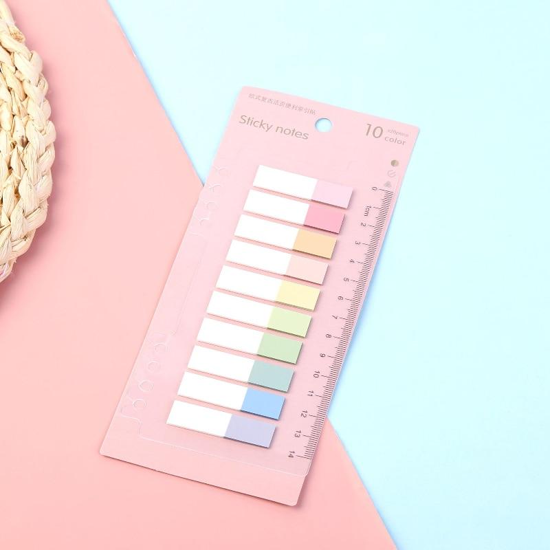 Solid Color Sticky Note Index Label Book Notebook Page Marker Paper Bookmark Tearable Waterproof Stationary Stickers