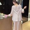 Lazy Retro Pajamas Women's Spring and Summer Soft Lace Korean Version Loose and Lazy High-end Long-sleeved Trousers Loungewear