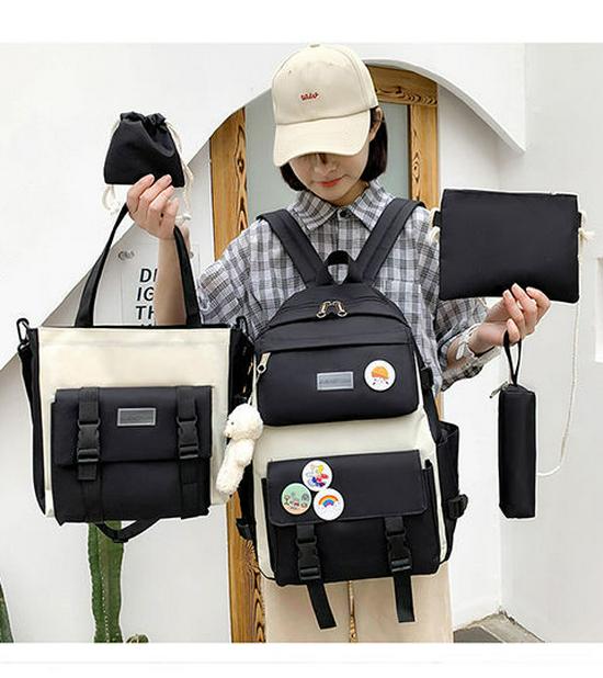 Stylish Korean Style Backpack Set for School: Large Capacity Fashion Shoulder Bag for Girls
