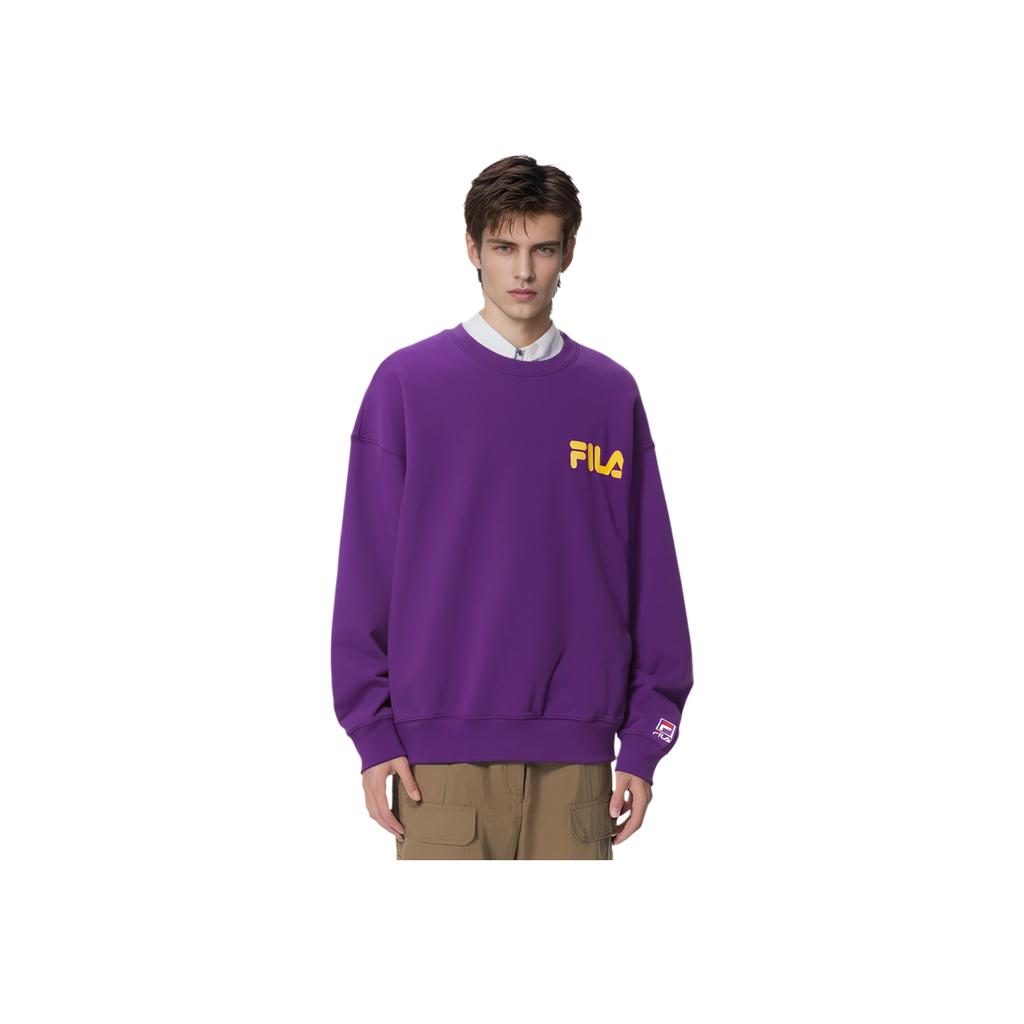 Fila Fusion Letter Logo Printed Sports Hoodie Men Hoodies Purple T11U038205FPU
