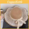 Woven Summer Straw Hat With Wide Brim And Lace Bow Decoration For Daily Wear