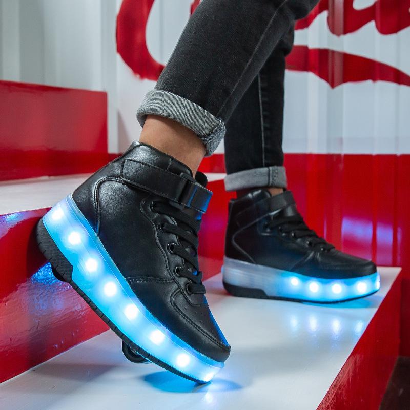 New charging luminous shoes single and double wheel skates runaway shoes children's casual shoes fashion wheel shoes