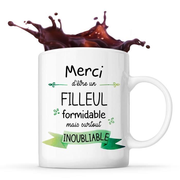 Mug Merci Filleul Inoubliable | Tasse Idée Cadeau Anniversaire Noël Famille