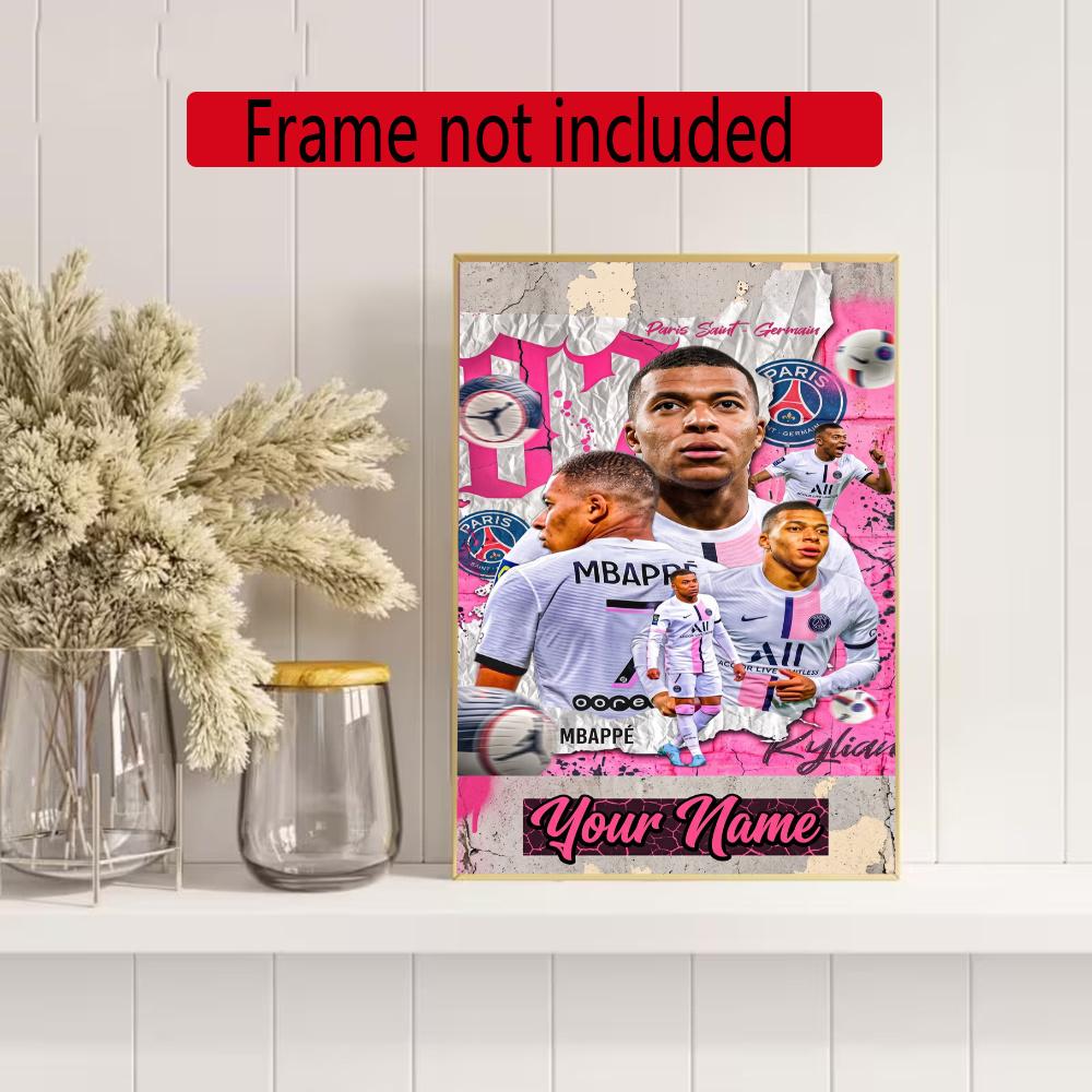 Mbappe Personalized Name Diamond Paintings Mosaic Wall Round Diamond Art Painting Kits Embroidery Crystal Accessories Frameless