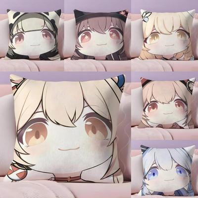 Anime Game Honkai Impact Cute Pillow Case Plush Fabric Soft Double-Sided Printed Sofa Warm Winter Home Gift Cushion Cover