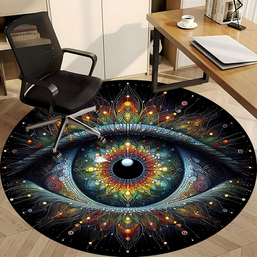 1pc Psychedelic Eye Print Chair Carpet for Office Non-Slip, Machine Washable Rug for Office, Room - Holiday Decor, Machine Made yy251016069