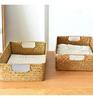 Handwoven Seagrass Storage Basket with Iron Frame 30 X 20 X 10 Cm Breathable Woven Bin with Side Handles for Bedroom Living Room Bathroom Kitchen