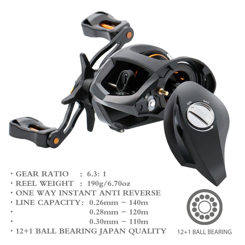 SOUGAYILANG Fishing Rod Reel Combos with 4 Section Baitcaster Rod 12+1BB Casting Reel Fishing Set