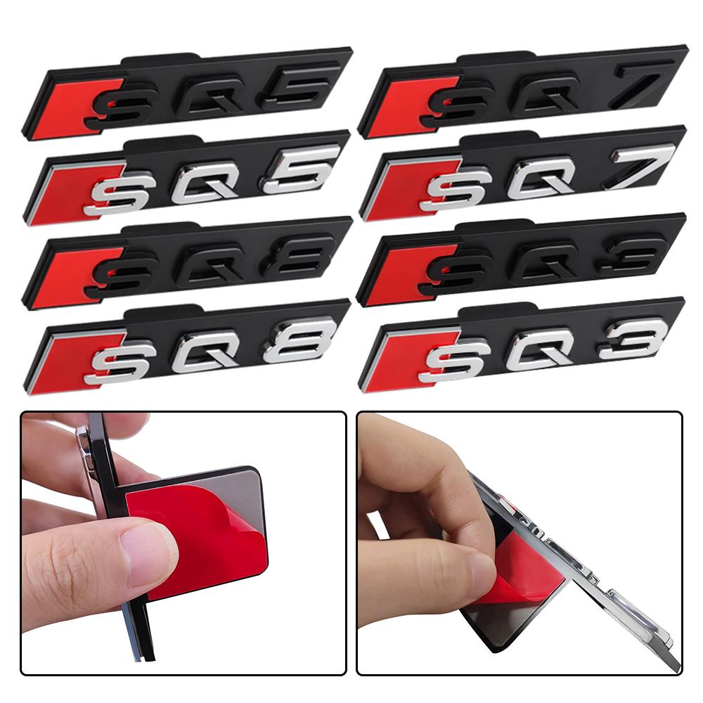 3D ABS Chrom Schwarz SQ3 SQ5 SQ7 SQ8 Logo Aufkleber Auto Frontgrill Emblem Für s1 S3 S4 S5 S6 S7 S8 RS3 RS4 RS5 RS6 RS7 RS8 W12 V6