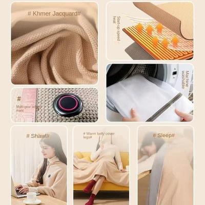 Fashion Wearable USB Electric Heated Blanket Washable Portable Warm Shawl 3 Heating Levels Heating Lap Blanket Office