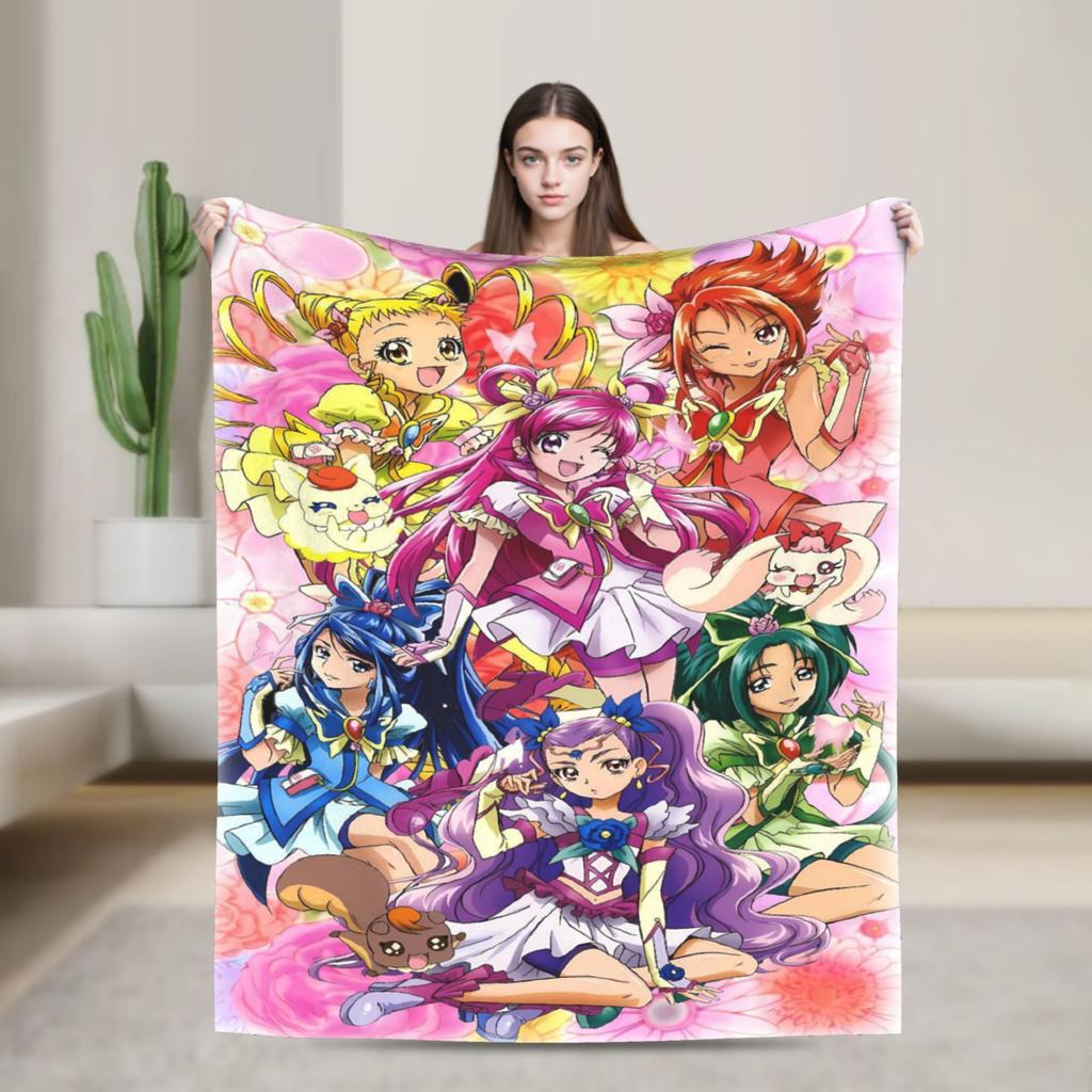 Pretty Cure Super Soft Blanket Airplane Travel Plush Throw Blanket Funny Outdoor Flannel Bedspread Sofa Bed Cover