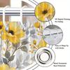 1Pc Bright Yellow Botanical Pattern Shower Curtain, Machine Washable Shower Curtain With Hooks For Bathroom Decoration