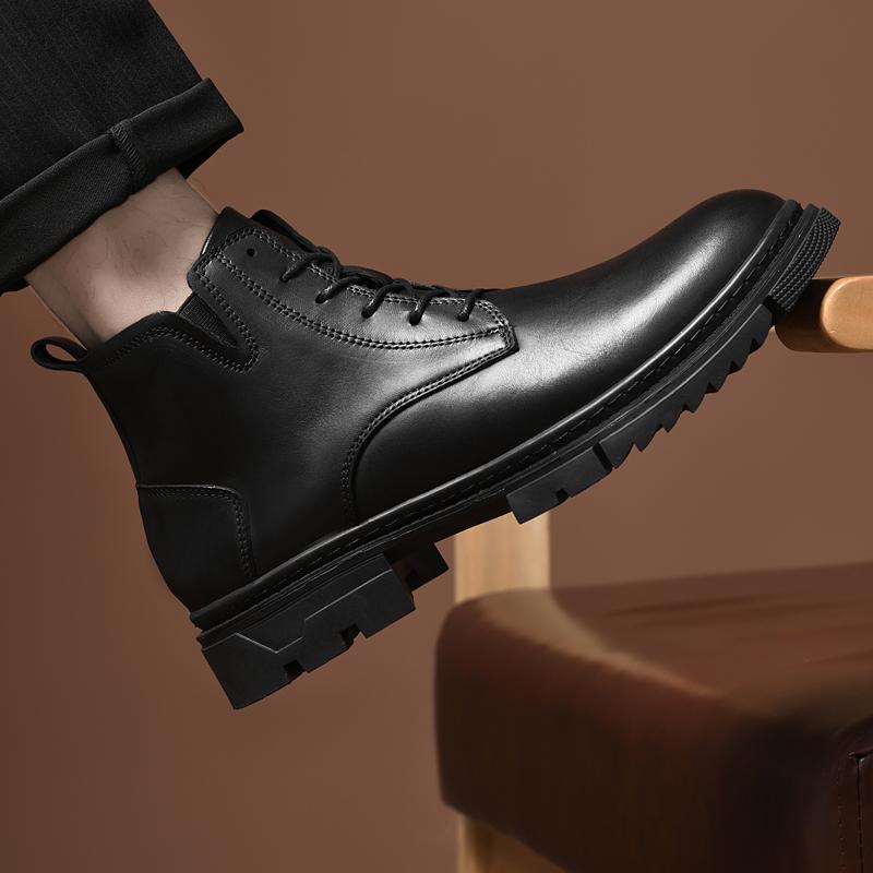 Golden Sapling High Quality Winter Boots for Men Outdoor Leisure Work Ankle Boot Lace-Up Genuine Cow Leather Male Shoes 36-47