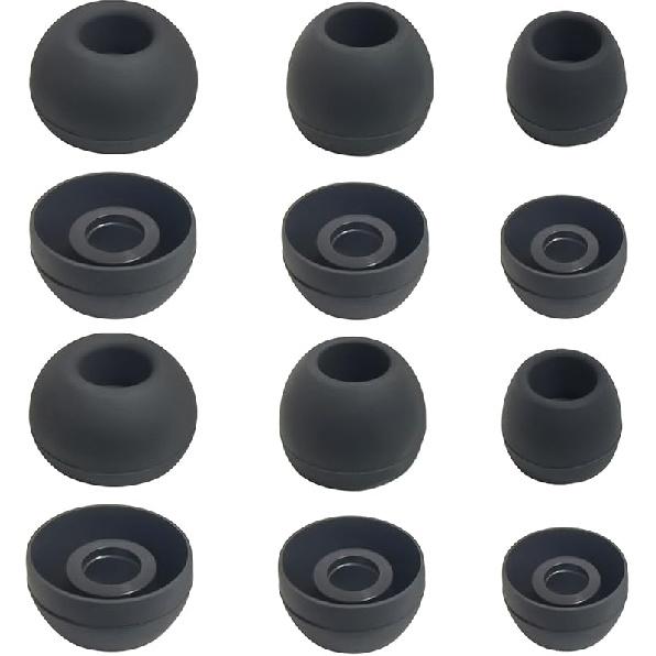 Replacement Earbuds Tips Universal True Wireless Earbuds 4.0mm-6.0mm Nozzle Silicone Ear Tips 6 Pairs LMS Black Black-4.5mm