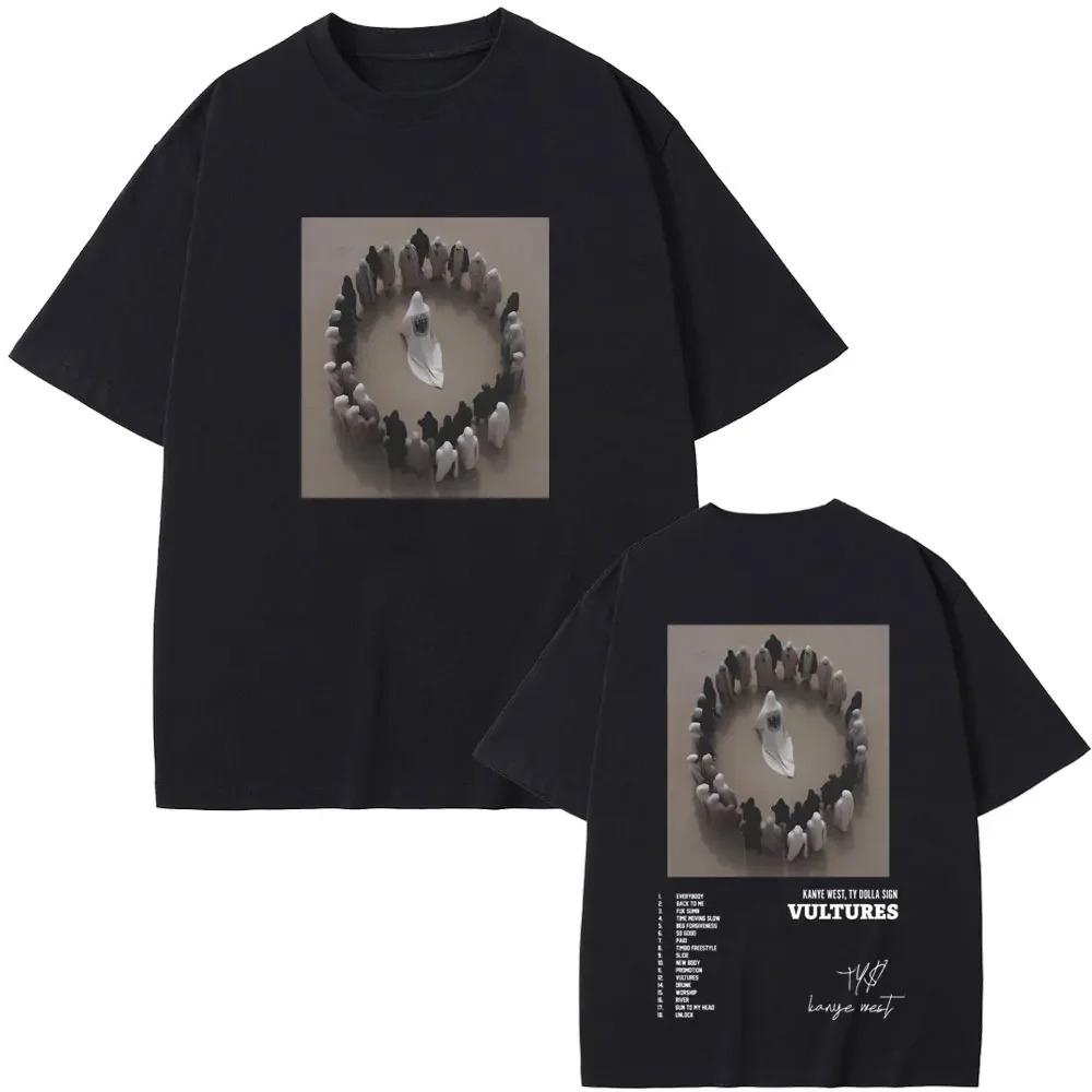 Rapper Kanye West Vultures New Music Album Graphic Printed T Shirts Unisex Unisex Hip Hop Fashion Tshirts Male Tshirt