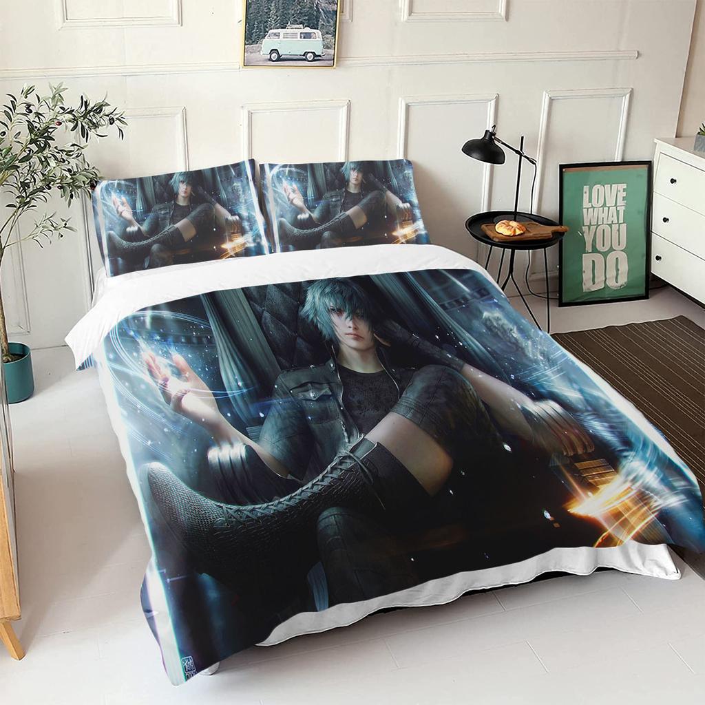 Duvet Cover Set Children Gift Game Cartoon Quilt Polyester 3-Piece Soft Breathable Breathable Comforter Bedding