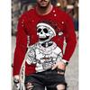 Autumn Round Neck Fashionable Versatile Leisure 3D Long Sleeved T-shirt Fun Skull Animal Printed T-shirt Men Loose Large T-shirt