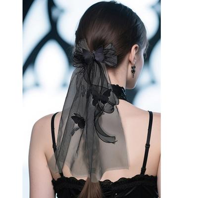 Lace Bowknot Veil Hair Clip For Girls Party Hair Accessory Comfortable Cosplay Engagement Headpiece Photo Props