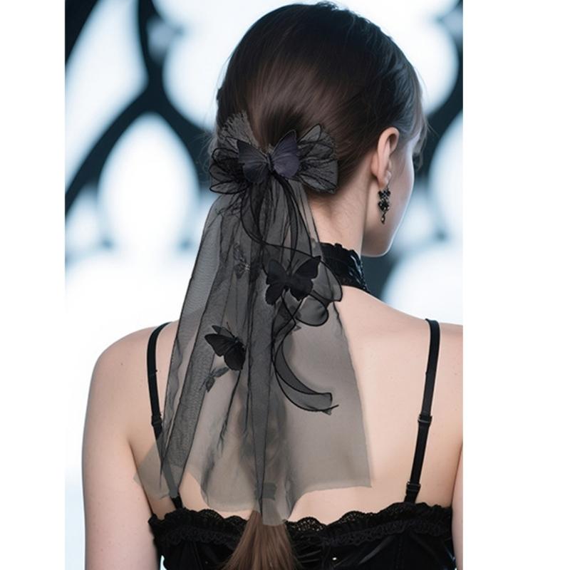 Lace Bowknot Veil Hair Clip For Girls Party Hair Accessory Comfortable Cosplay Engagement Headpiece Photo Props
