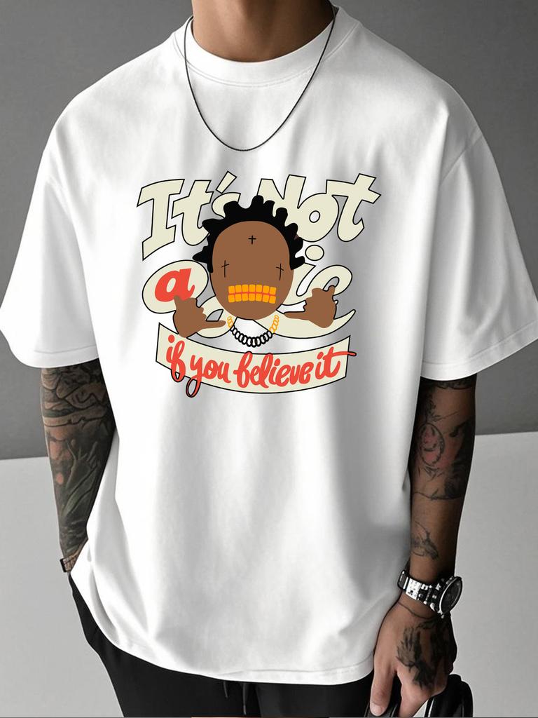 Unisex Summer Crew Neck T Shirt Hip Hop Character Letter Graphic Print Loose Short Sleeve Streetwear Casual Daily Fashion Tops