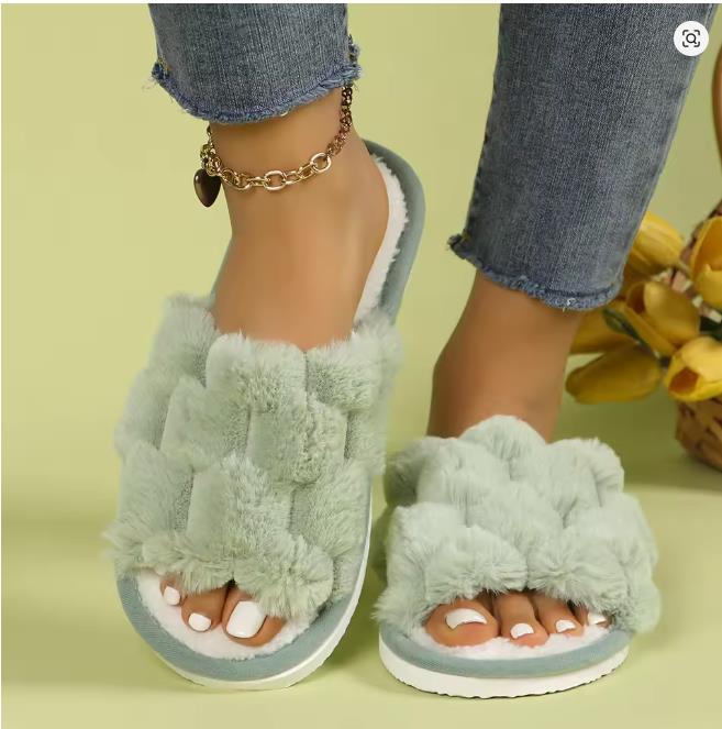 

Открытые плюшевые тапочки-игрушки для женщин, осенне-зимние, для дома, домашние, теплые, дышащие, для гостиной, для общежития Size 34-35EU/CN36-37