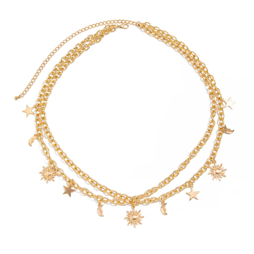 Beach Holiday Star Sun Pendant Waist Chain Sexy Simple Metal Double Layer Body Chain Fashion Retro Travel Women's Jewellery