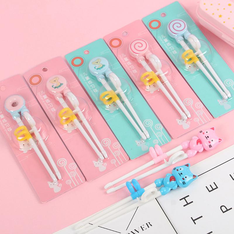1 paar Baby Kinder Training Geschirr Lebensmittel Sticks Cartoon Tier Essstäbchen Für Kinder Nette Katze Elementare Lernen Essstäbchen