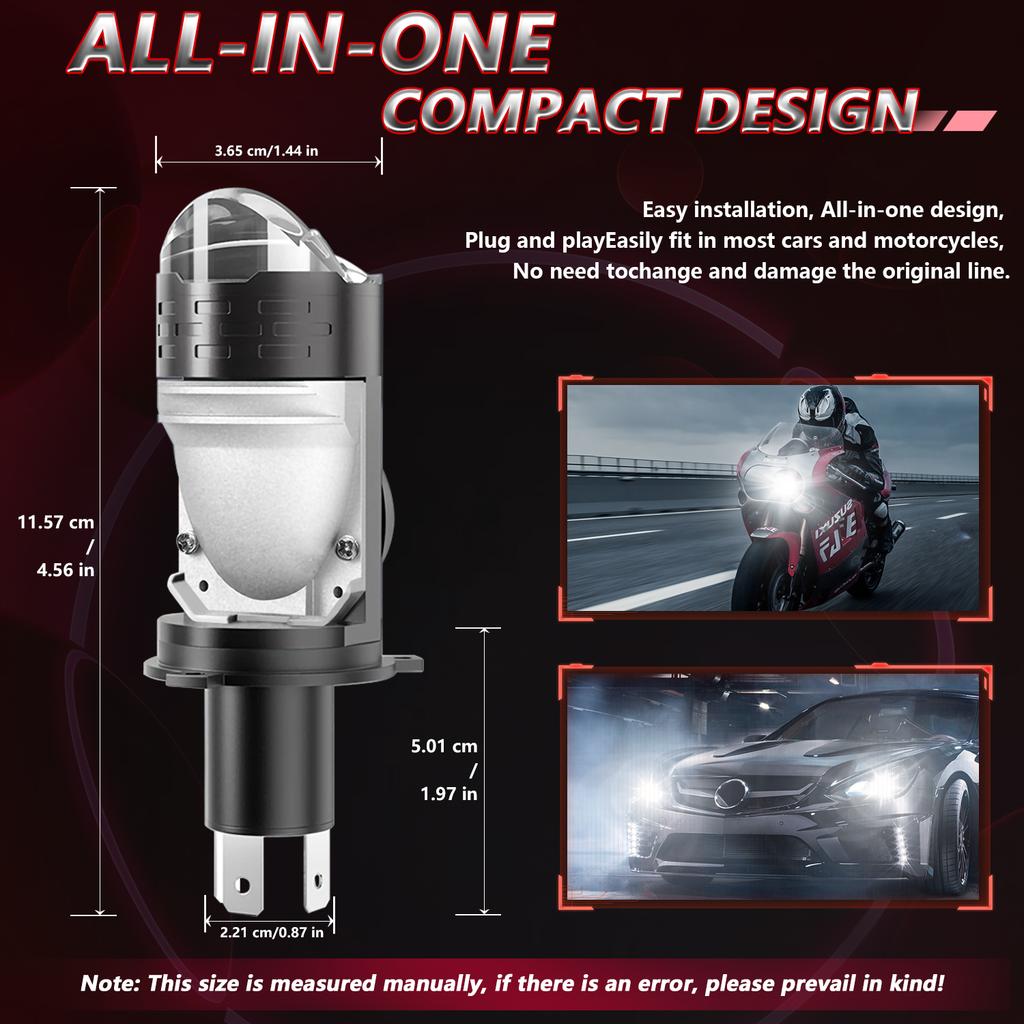 N6 H4 LED Headlight Bulb High Brightness Double Copper Tube Car Headlamp 30W 6000K 3000LM
