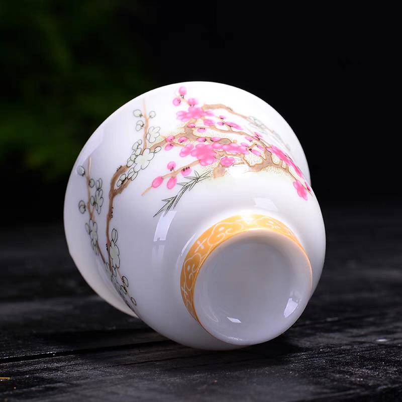 Kung Fu Tea Cup Twelve Flower Gods Set Enamel Pastel Ceramics 12 Pieces Gift Box Host’s Ceramics & Pottery Chinese Teaware Bar