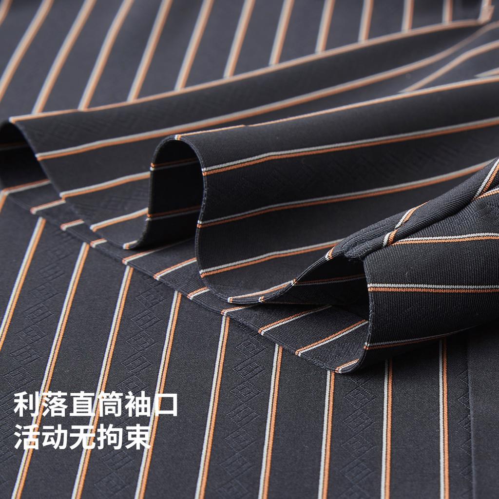 [Business Customization High end Texture] Summer Cool, Elastic, Breathable, Comfortable Stripe Contrast Men's Short sleeved Shirt