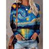 Women Personalized Design Round Neck Animal Flowers Printed Casual Long Sleeved T-shirt Loose Oversized Fashionable Versatile Comfortable T-shirt