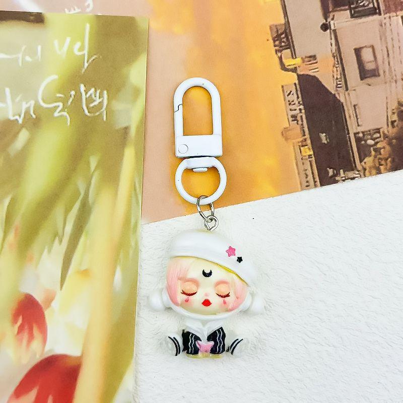 Moe Cartoon Girl Resin Keychain - Cute Bag Pendant & Small Gift
