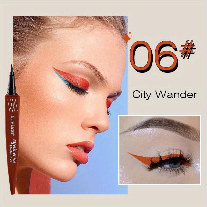 8-farger Ultra-fin Refill Brush Matte Hurtigtørkende Ikke lett å smøre ut Farge Eyeliner