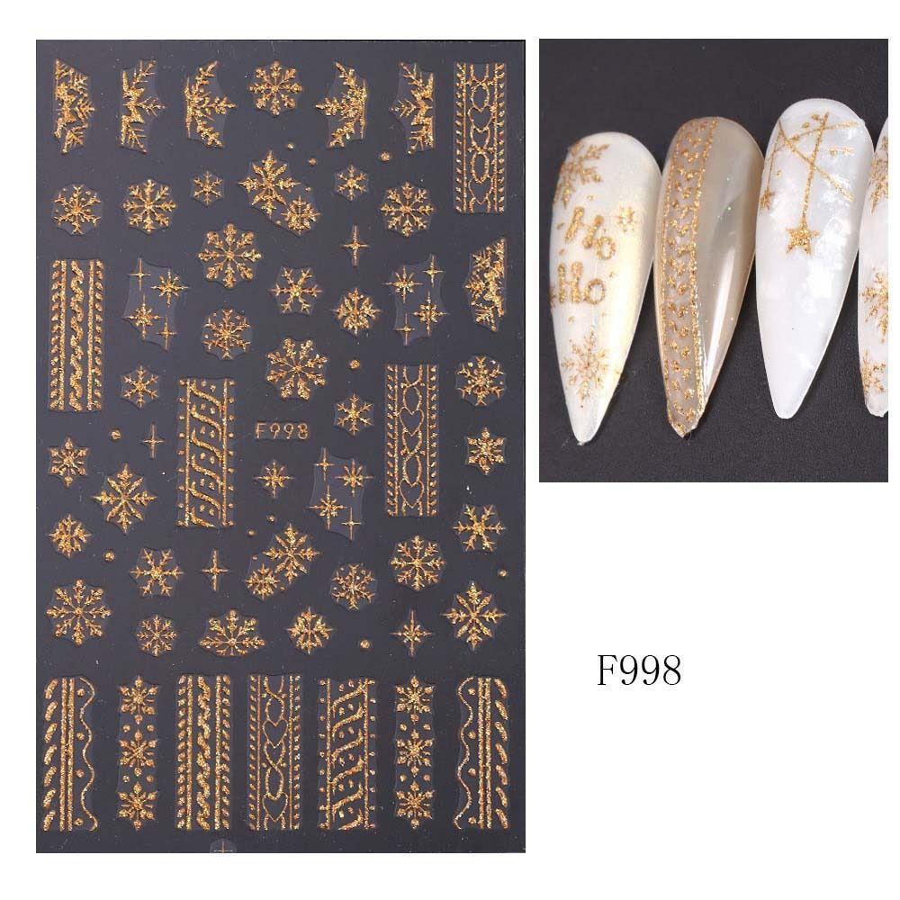 DIY Nail Charms Christmas Bronzing Nail Decals Christmas Snowflake Nail Decorations  Girls