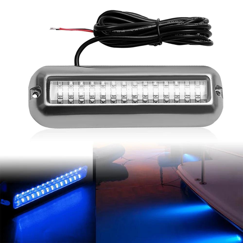 Marine Navigation Lights IP68 Waterproof Boat Lights Yacht Accessories Stainless Steel 1-4 Pcs 42 LED Yacht Underwater Lights 1PCS Blue