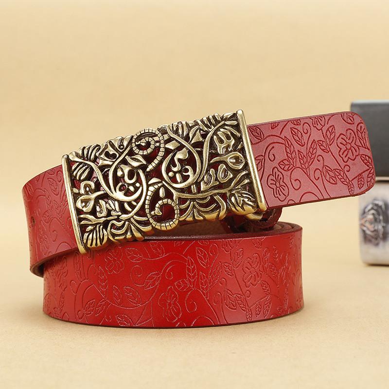 Classic Genuine Leather Womens Belt With Smooth Alloy Buckle For Fashion And Office Wear