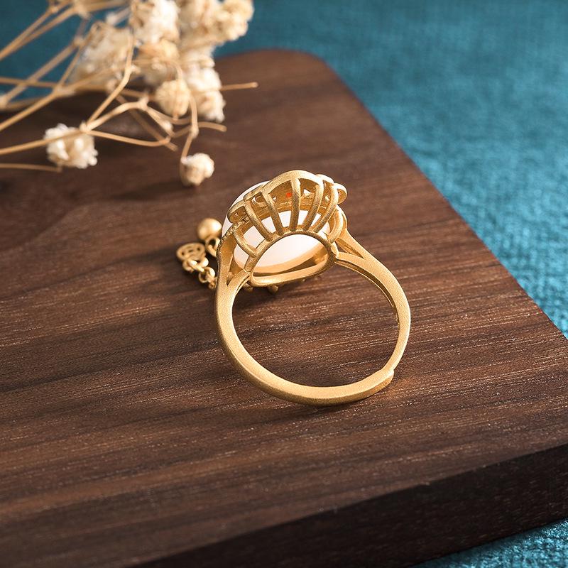 Cheongsam et Hanfu Style Cour Chinois Rétro Imitation Jade Hetian Anneau à Gland