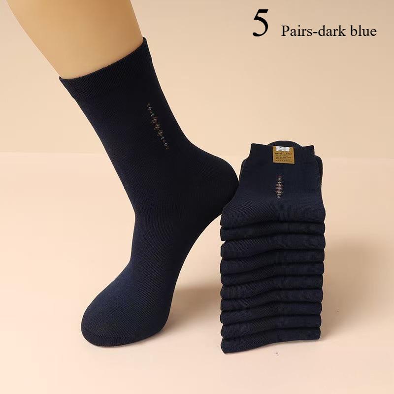 1/5/10 Pairs Men'S Fashion Thickened Socks Four Seasons Leisure Breathable Deodorant Mid Tube Cotton Socks For Male High Quality
