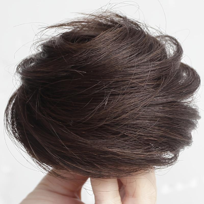 

1PC Straight Hair Circular Ball Head, Natural and Comfortable, Heat-resistant Fiber Wig, Easy To Wear, Suitable for All Women темно-коричневого