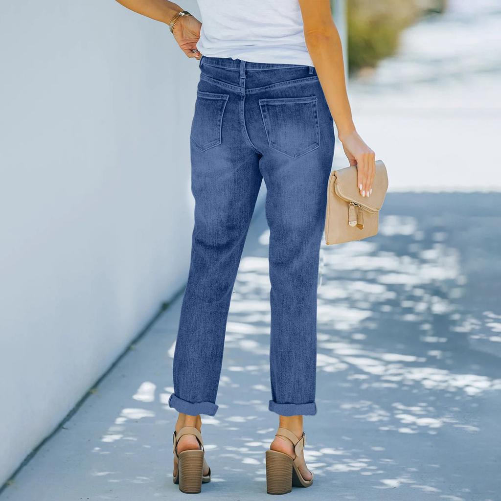 Women's Denim Classic Versatile High Waist Fashionable Trousers