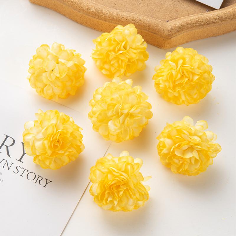 50Pcs Artificial Hydrangea Flowers for Wedding Garden Home Decor Christmas Party Diy Candy Box Scrapbook Pink Ball Chrysanthemum