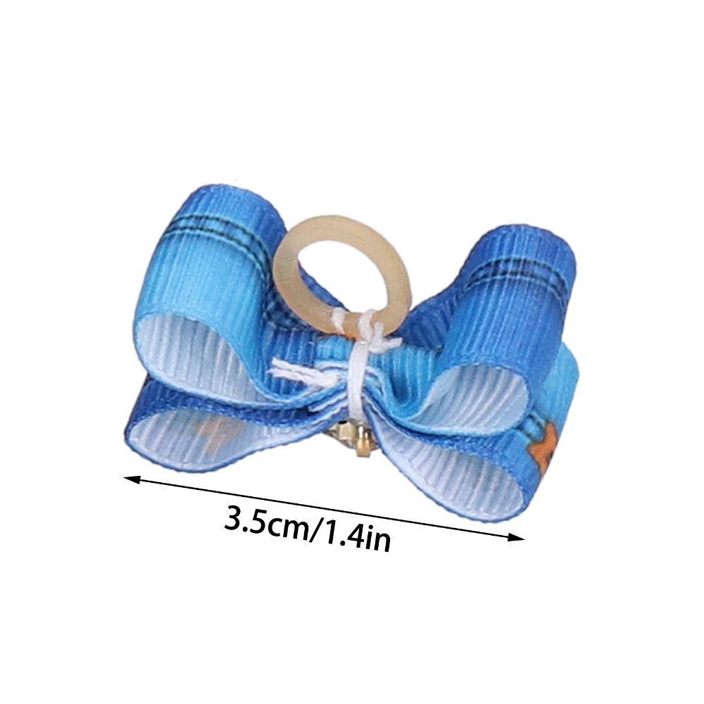 24 Pieces Bow Shape Dog Hair Flower Elastic Band Denim Hair Band Pet Rubber Band Party Dress-up