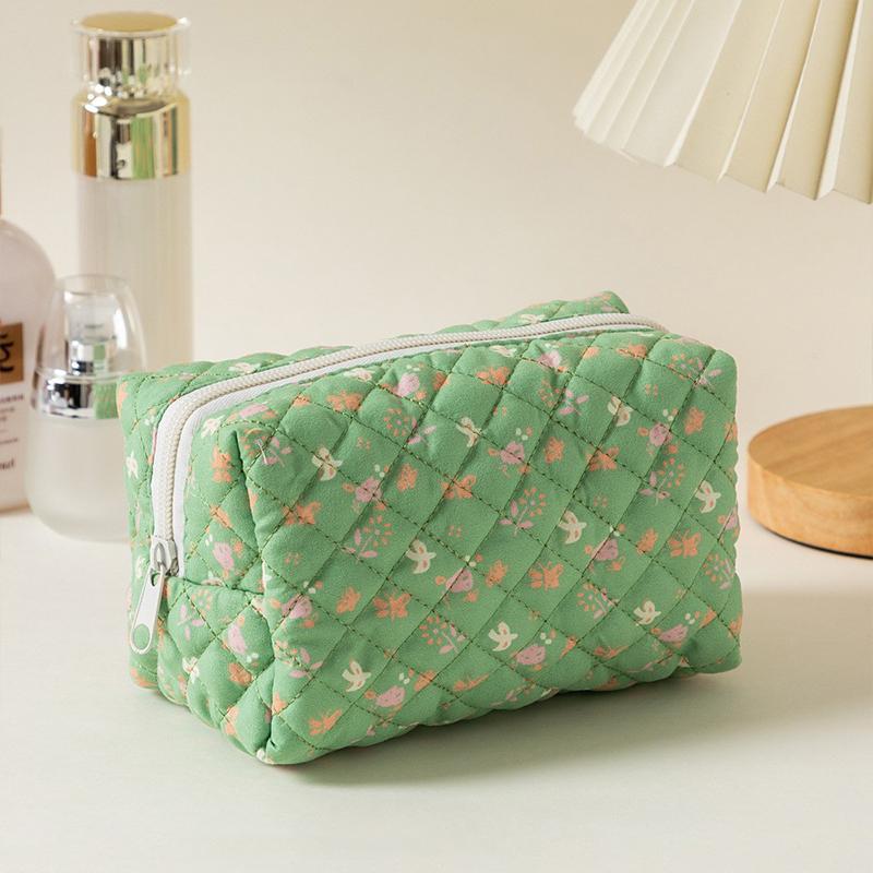 Borsa per Trucco da Viaggio Portatile Minimalista con Fiocco, Grande Capacità, Morbida