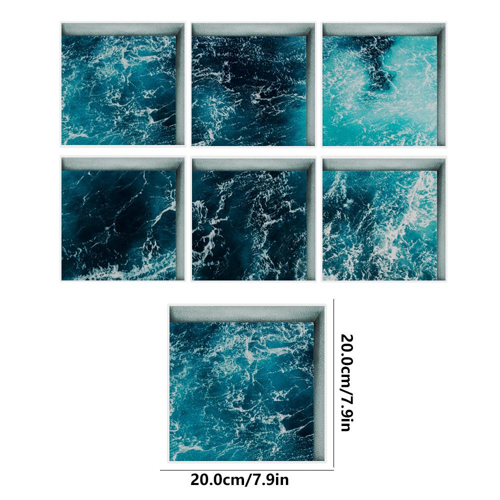 Bath Treads Stickers Beach Pattern Square 3D Adhesive Anti Slip Tub Safety Decals Mat Waterproof Shower Tub Sticker