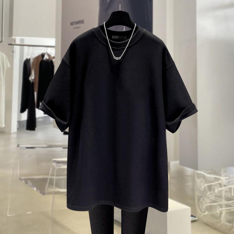 Biała Koszulka z Krótkim Rękawem dla Kobiet Damska Luźna Letnia Nowa Duży Rozmiar Dopasowana Kreskówkowa Dziewczęca Średniej Długości Czysta Bawełna Top