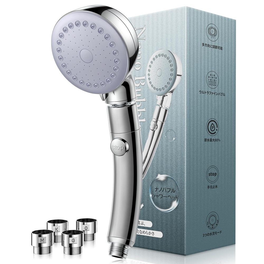 

Shower Head Micro Nano Bubble [3D Premium Angle Adjustment] Water Saving Stop at Hand 3 Level Mode Ultra Fine Pore Care Dirt Removal Beautiful Skin