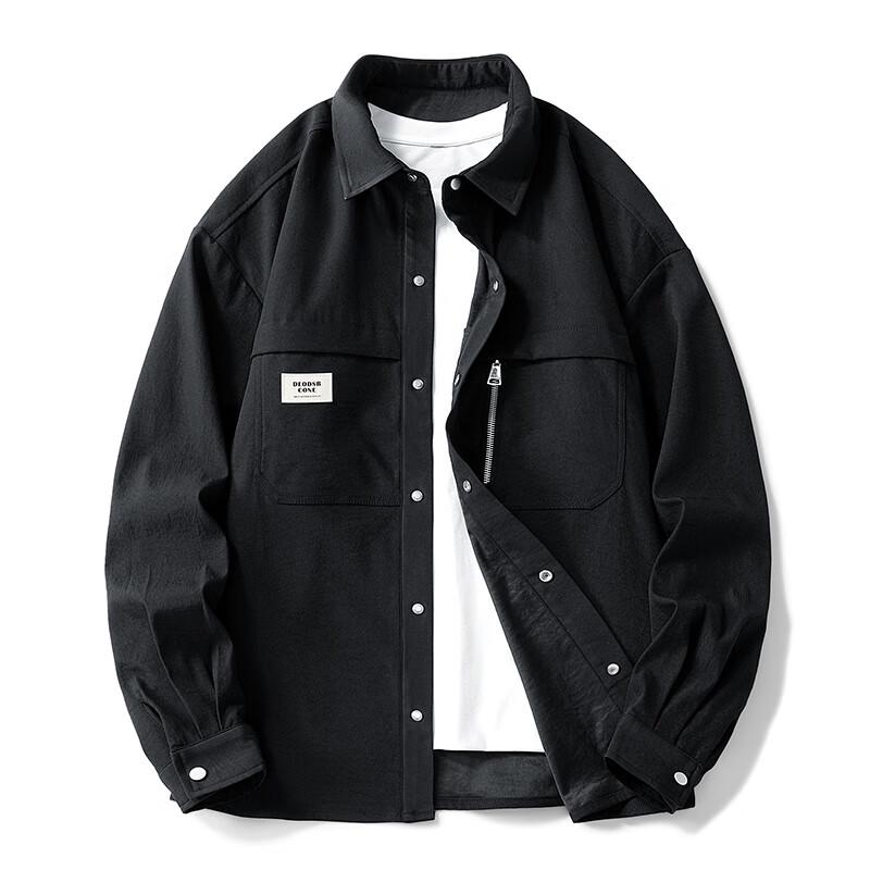 Men's Casual Long Sleeve Zipper Work Shirt Jacket