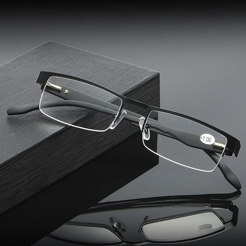 2Pcs Metal Half Frame Business Reading Glasses Men Presbyopic Eyewear Vintage Square Male Hyperopia Glasses+1.0+1.5+2.0+2.5To4.0
