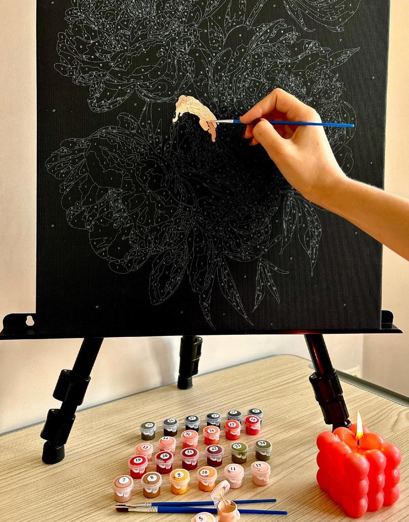Painting By Numbers On Black Canvas Wolf With Gold Paint With Frame Oh Art!