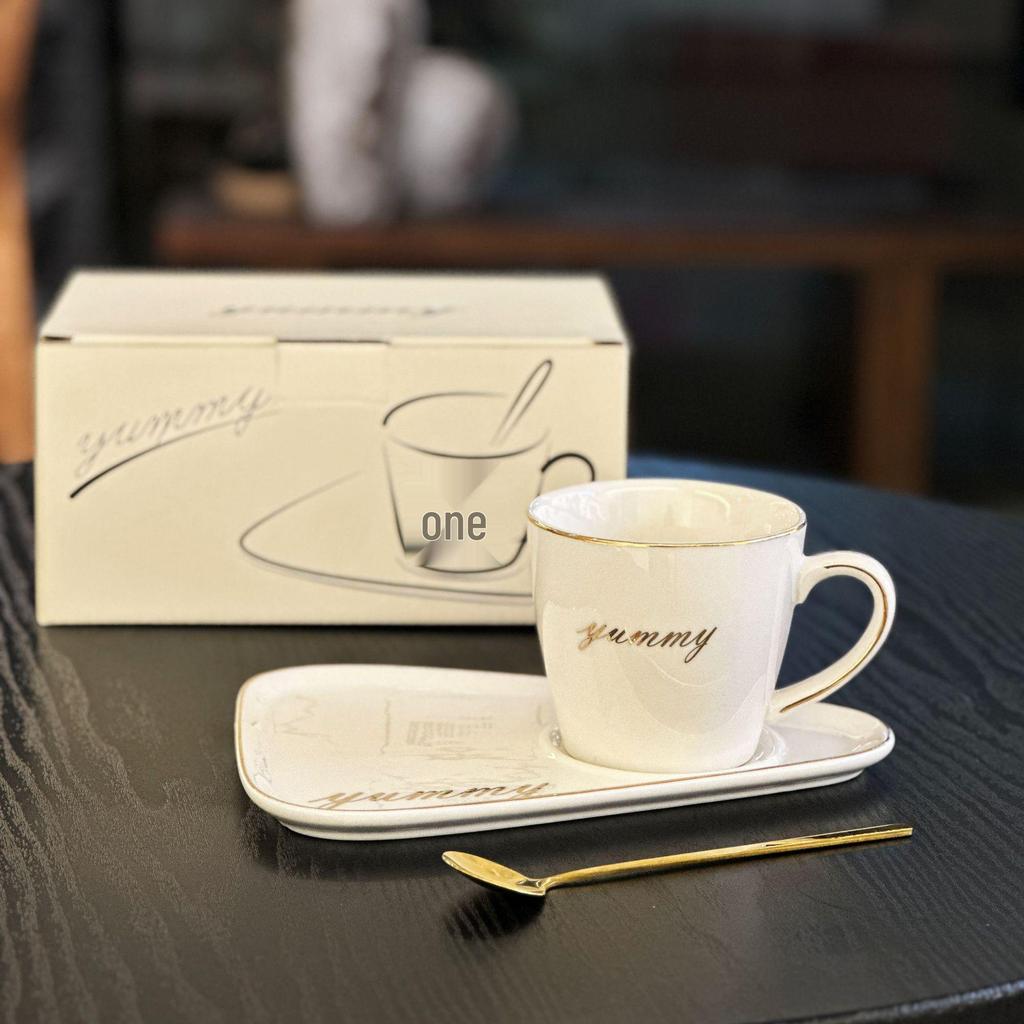Luxury Triangle Coffee Cup & Saucer Set with Spoon - Ideal Gift with Custom Logo